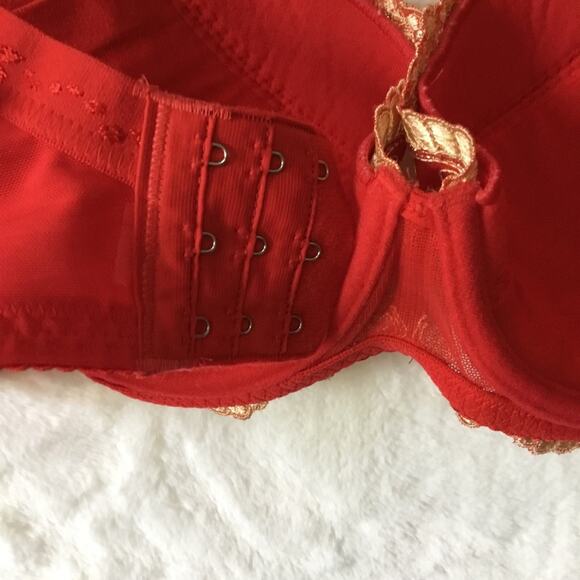 Wacoal Elegant Red and Gold Lace Bra - Picture 8 of 15